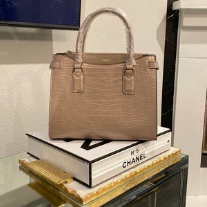 Cream croc embossed Aldo tote